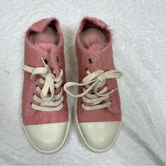 Rick Owens Women’s Lido Runway Low Sneaker Dusty Pink Cow Fur Shoes 11 - Picture 6 of 16